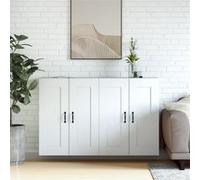 vidaXL Armoires Murales 2 pcs, Meubles de Rangement Suspendus avec Porte, Organisateurs de Maison Salon Intérieur, Moderne, Blanc Bois d'Ingénierie Blanc G