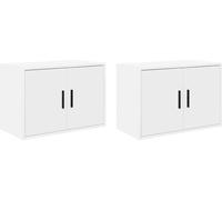 vidaXL Armoires murales de garage 2 pcs blanc bois composite
