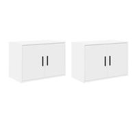 vidaXL Armoires murales de garage 2 pcs blanc bois composite