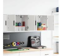 vidaXL Armoires murales de garage 2 pcs blanc bois composite