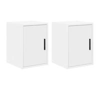 vidaXL Armoires murales de garage 2 pcs blanc bois d'ingénierie, armoire, placard mural de garage, armoire à outils murale