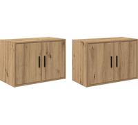 vidaXL Armoires murales de garage 2 pcs. Chêne Artisan Matériau dérivé du bois