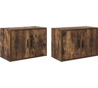 vidaXL Armoires murales de garage 2 pcs. Chêne fumé Matériau dérivé du bois