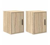 vidaXL Armoires murales de garage 2 pcs chêne sonoma bois d'ingénierie, armoire, placard mural de garage, armoire à outils murale
