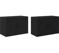 vidaXL Armoires murales de garage 2 pcs. noir bois composite