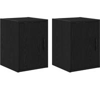 vidaXL Armoires murales de garage 2 pcs noir bois composite