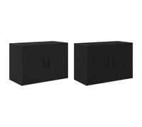 vidaXL Armoires murales de garage 2 pcs. noir bois composite