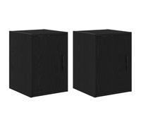 vidaXL Armoires murales de garage 2 pcs noir bois composite