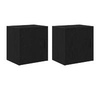 vidaXL Armoires murales de garage 2 pcs. noir bois composite