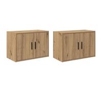 vidaXL Armoires murales de garage 2 pcs. Chêne Artisan Matériau dérivé du bois