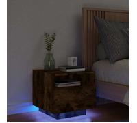 vidaXL Table de chevet LED – Chêne fumé