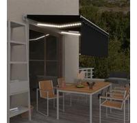 vidaXL Store automatique avec rouleau LED Capteur de vent 3,5 x 2,5 m Anthracite