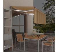 vidaXL Store automatique avec store LED Capteur de vent 3x2,5m jaune blanc
