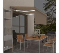vidaXL Marquise automatique 3x2,5 m avec store LED et capteur de vent Crème