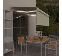 vidaXL Auvent automatique store capteur de vent et LED 3x2,5 m Crème