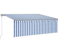 vidaXL Auvent automatique avec store LED Capteur de vent 4,5x3 m Bleu Blanc