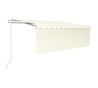 vidaXL Auvent automatique avec store LED Capteur de vent 4x3 m Crème