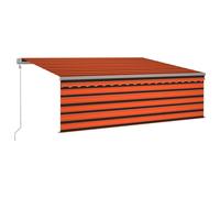 vidaXL Auvent automatique avec store LED Capteur de vent 4x3 m Orange Marron