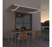 vidaXL Auvent automatique capteur de vent avec LED 400x300 cm - Crème