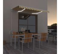 vidaXL Auvent automatique capteur de vent et LED 300x250cm Jaune/blanc
