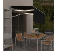 vidaXL Auvent automatique capteur de vent et LED 3x2,5 m Anthracite