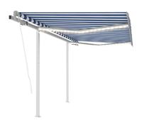 vidaXL Auvent automatique capteur de vent et LED 3x2,5 m Bleu et blanc