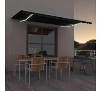 vidaXL Auvent automatique capteur de vent et LED 500x350 cm Anthracite