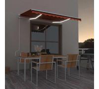 vidaXL Store automatique avec capteur de vent LED 350 x 250 cm Orange/Marron