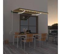 vidaXL Auvent automatique capteur de vent/LED 350x250cm Jaune et blanc