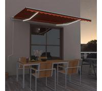 VidaXL Auvent automatique avec capteur de vent LED 400x300 cm orange marron