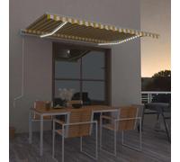 vidaXL Auvent automatique capteur de vent/LED 400x350cm Jaune et blanc