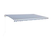 vidaXL Auvent Automatique capteur de Vent LED 500x350 cm Bleu et Blanc