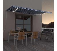 vidaXL Auvent Automatique LED 500x350 cm Bleu/Blanc