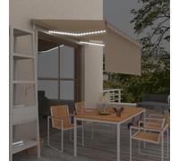 vidaXL Auvent automatique store capteur de vent LED 3,5x2,5 m Crème
