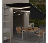 vidaXL Auvent automatique store capteur de vent/LED - Anthracite, 6x3 m