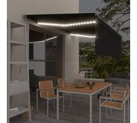 vidaXL Auvent Automatique Store Capteur de Vent LED Banne Pliable Jardin Balcon Terrasse Extérieur Protection contre Rayons UV 4,5x3 m Anthracite Anthracite G