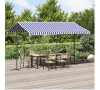 vidaXL Store autoportant bleu et blanc 400x300 cm Tissu et acier