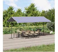 vidaXL Store autoportant bleu et blanc 500x300 cm Tissu et acier