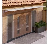 vidaXL Auvent de porte 396 x 90 cm - Gris et transparent