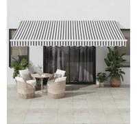 vidaXL Store rétractable automatique 450x350 cm anthracite et blanc