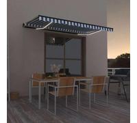 VidaXL Auvent extensible manuellement avec LED 450x300 cm bleu et blanc