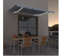 vidaXL Store manuel rétractable avec LED 450x350 cm bleu et blanc