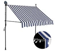 vidaXL Store rétractable manuel avec LED 200 cm bleu et blanc