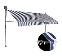 vidaXL Store rétractable manuel avec LED 350 cm bleu et blanc