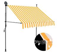 vidaXL Store rétractable manuel avec LED 150 cm blanc orange