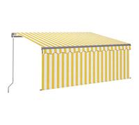 vidaXL Auvent Manuel Rétractable avec Store Banne Pliable Jardin Balcon Terrasse Extérieur Protection Contre Rayons UV 3x2,5 m Jaune et Blanc