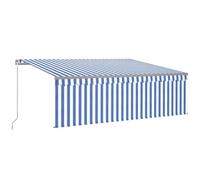 vidaXL Auvent Manuel Rétractable avec Store Banne Pliable Jardin Balcon Terrasse Extérieur Protection Contre Rayons UV 4,5x3 m Bleu et Blanc