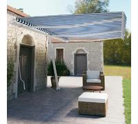 vidaXL Auvent manuel sur pied - 600x350 cm Bleu/Blanc