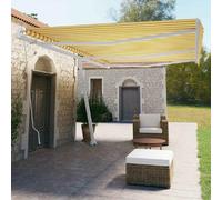 vidaXL Store sur pied Manuellement rétractable 600x350 cm Jaune/Blanc