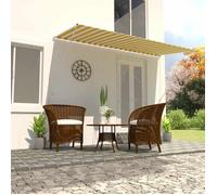 vidaXL Auvent Rétractable 400x150 cm Jaune et Blanc Store Abri Soleil Jardin 143757